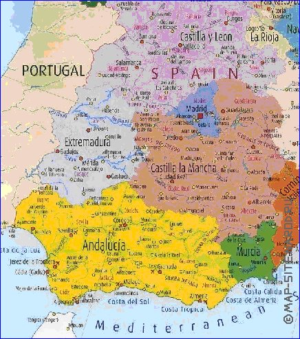 carte de Espagne en anglais