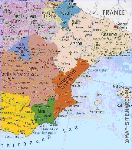 carte de Espagne en anglais