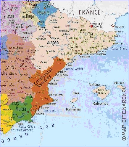 carte de Espagne en anglais