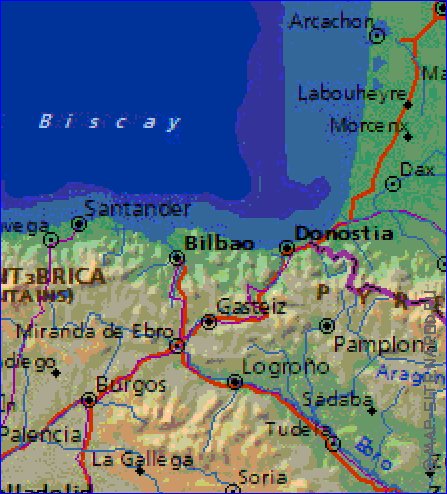 Fisica mapa de Espanha em ingles