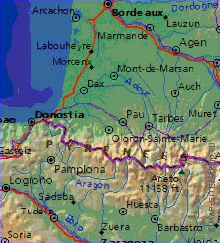 Fisica mapa de Espanha em ingles