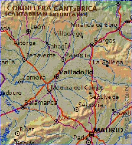 Fisica mapa de Espanha em ingles