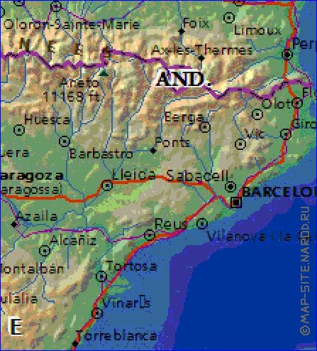 Fisica mapa de Espanha em ingles