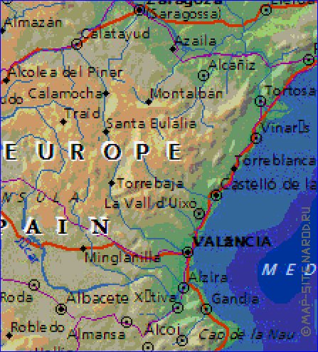 Fisica mapa de Espanha em ingles