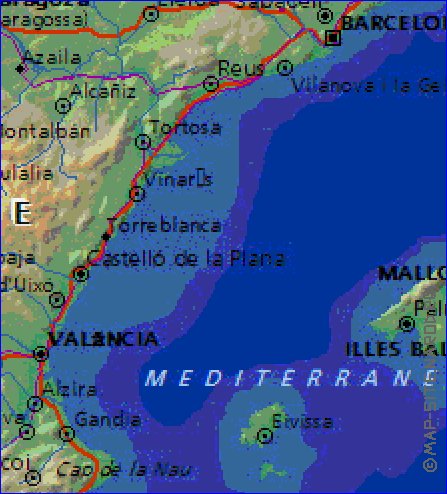 Fisica mapa de Espanha em ingles