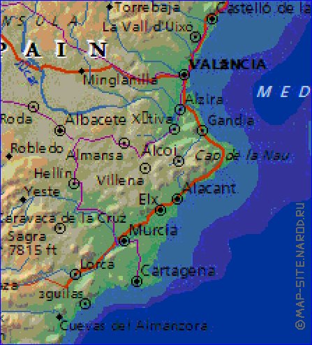 Fisica mapa de Espanha em ingles