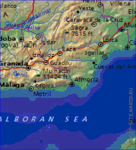 Fisica mapa de Espanha em ingles