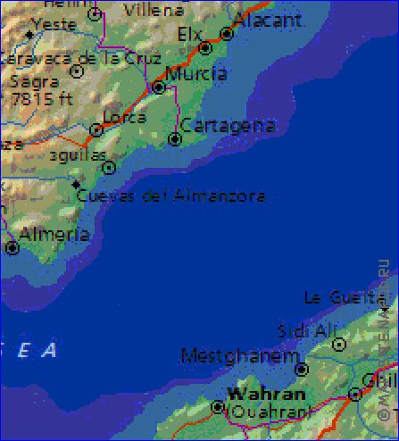 Fisica mapa de Espanha em ingles