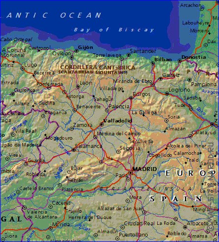 Fisica mapa de Espanha em ingles