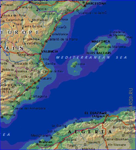 Fisica mapa de Espanha em ingles