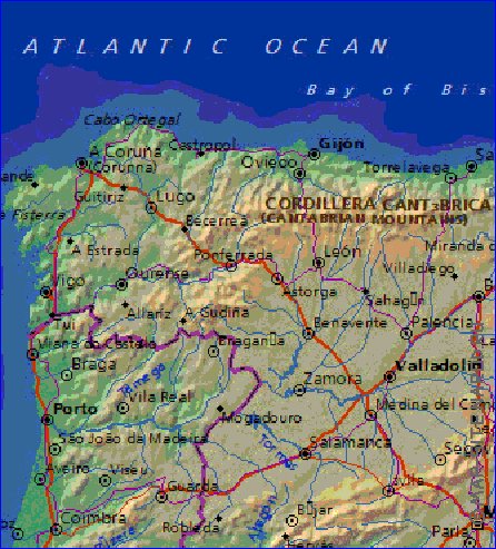 Fisica mapa de Espanha em ingles