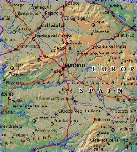 Fisica mapa de Espanha em ingles