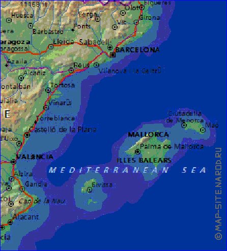 Fisica mapa de Espanha em ingles