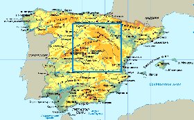 Physique carte de Espagne