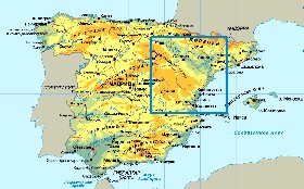 Physique carte de Espagne