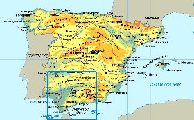 Physique carte de Espagne