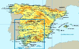 Physique carte de Espagne