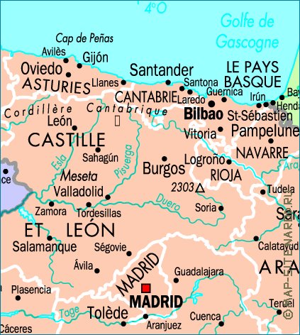 mapa de Espanha em frances