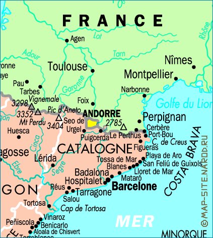 mapa de Espanha em frances