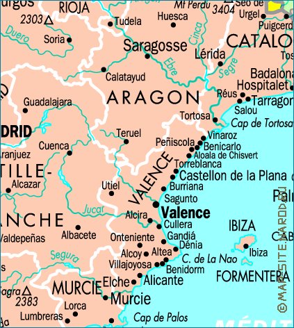 mapa de Espanha em frances