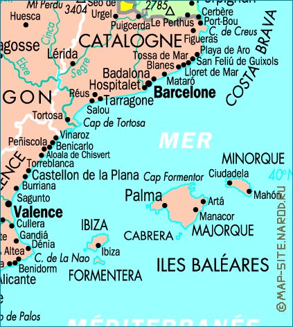 mapa de Espanha em frances