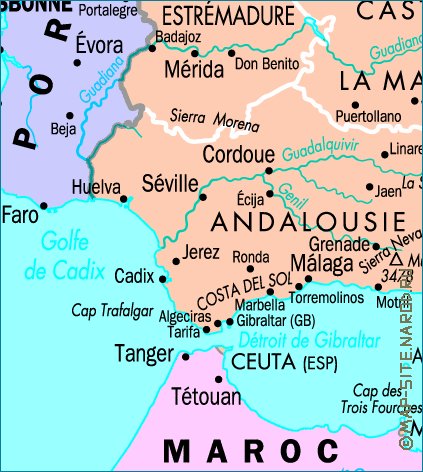 mapa de Espanha em frances
