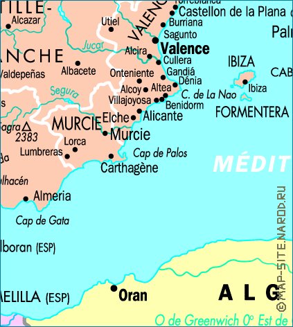 mapa de Espanha em frances