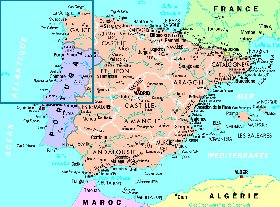 mapa de Espanha em frances