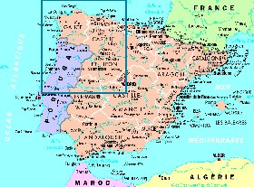 mapa de Espanha em frances