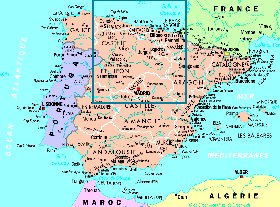 mapa de Espanha em frances