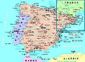 mapa de Espanha em frances