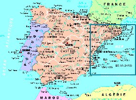 mapa de Espanha em frances