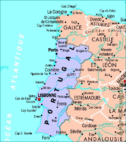 mapa de Espanha em frances