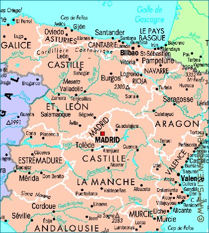 mapa de Espanha em frances