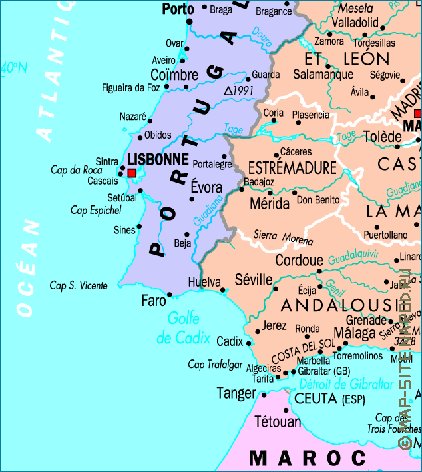 mapa de Espanha em frances