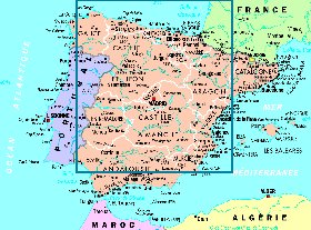 mapa de Espanha em frances