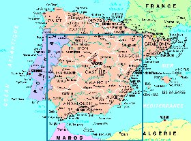 mapa de Espanha em frances