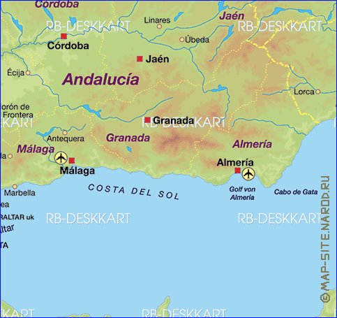 mapa de Espanha em alemao