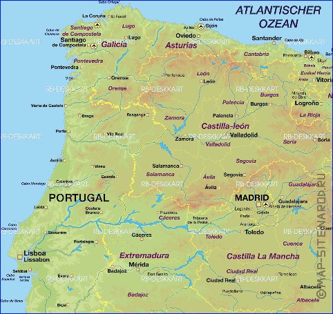 mapa de Espanha em alemao