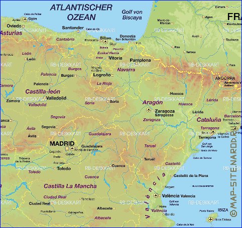 mapa de Espanha em alemao