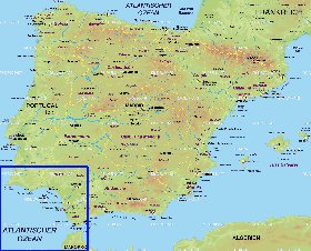 mapa de Espanha em alemao