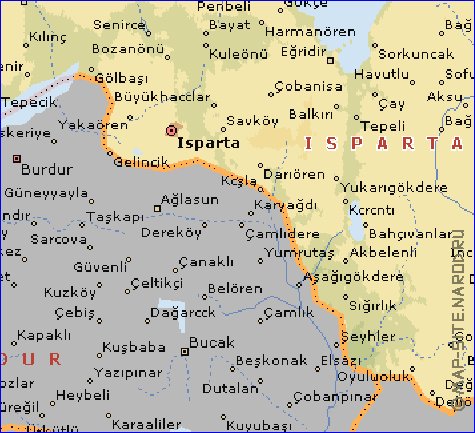 carte de  il Isparta