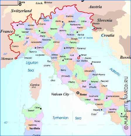 Administratives carte de Italie en anglais