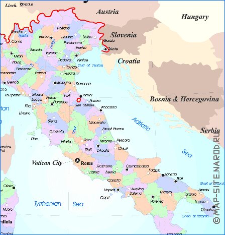 Administratives carte de Italie en anglais