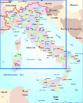 Administratives carte de Italie en anglais