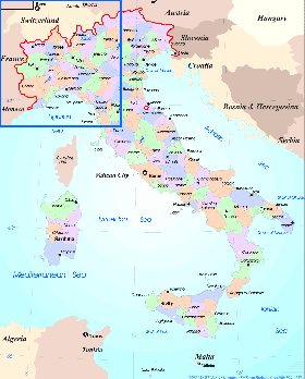 Administratives carte de Italie en anglais