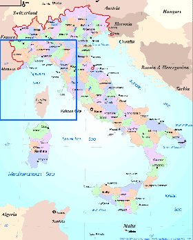 Administratives carte de Italie en anglais