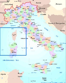 Administratives carte de Italie en anglais