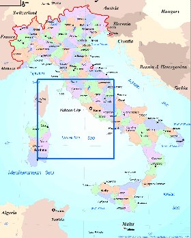 Administratives carte de Italie en anglais