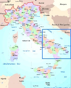 Administratives carte de Italie en anglais